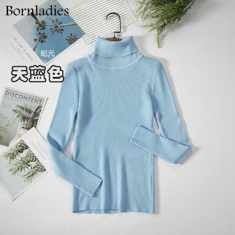 Bornladies Basic Turtleneck Women Sweater Tops Slim - HEPSIBAH SHOP