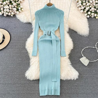 Chic Elegant Turtleneck Long Sleeve Bodycon Dress - HEPSIBAH SHOP