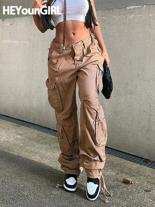 HEYounGIRL Harajuku Hip Hop Casual Low Waist Cargo Pants - HEPSIBAH SHOP