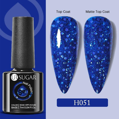 UR SUGAR 7ml Gold Glitter Gel Nail Polish Platinum Shining Mineral Sequins Soak Off UV LED Gel Nail Semi Permanent Manicure - HEPSIBAH SHOP