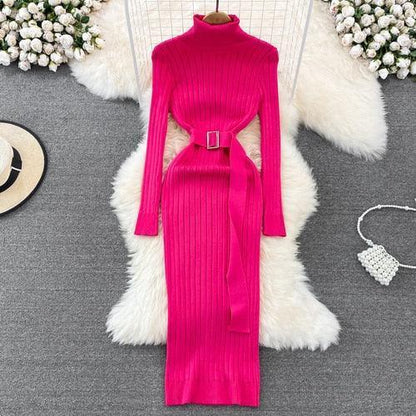 Chic Elegant Turtleneck Long Sleeve Bodycon Dress - HEPSIBAH SHOP