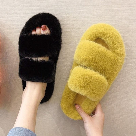 Women Fur Furry Slippers Soft Indoor Slides - HEPSIBAH SHOP