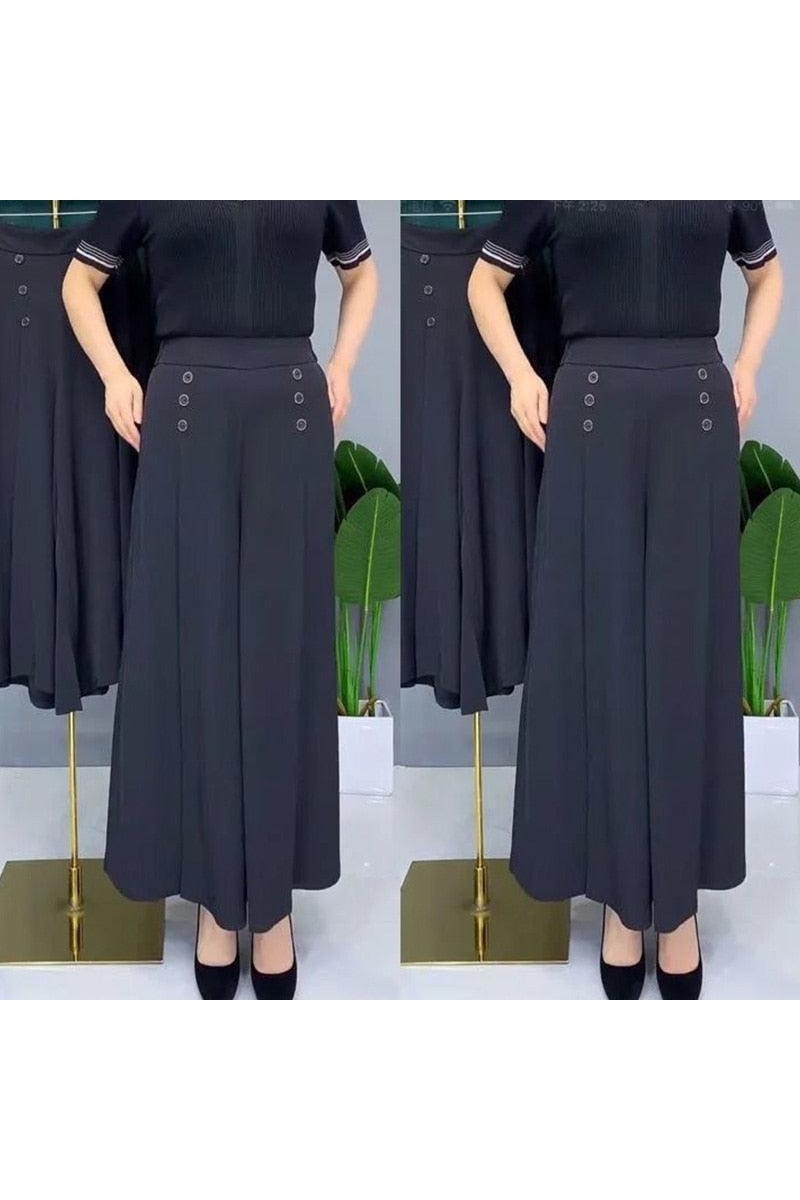 All-match Drape Button Bigfoot Nine Point Jilt Trousers Female - HEPSIBAH SHOP