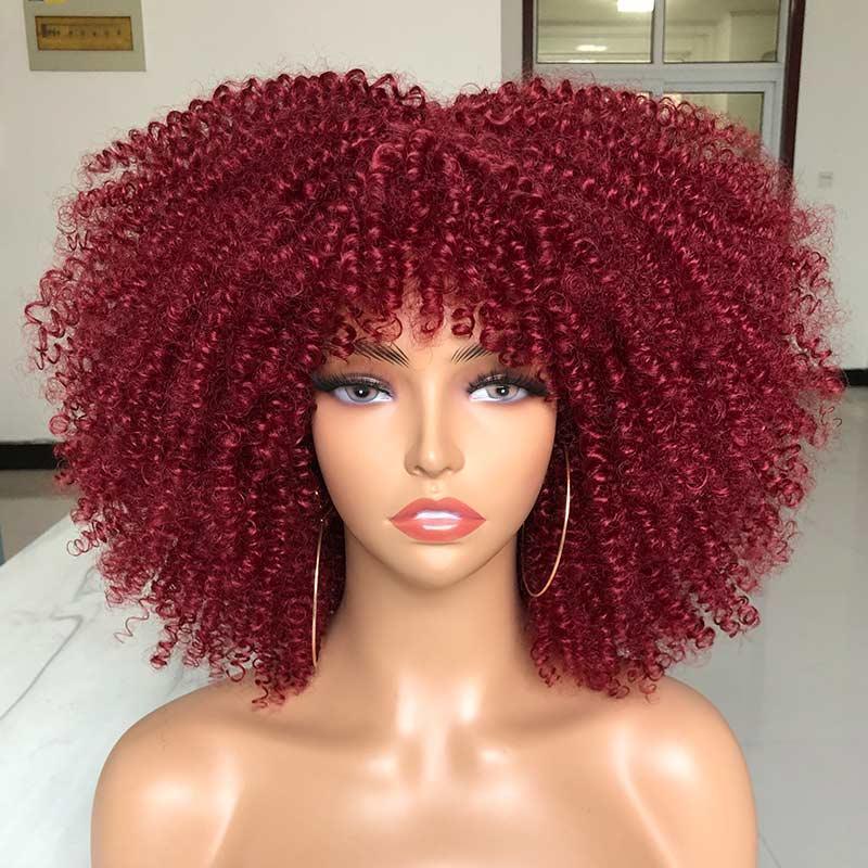 Short Afro Kinky Curly Wig With Bangs - HEPSIBAH SHOP