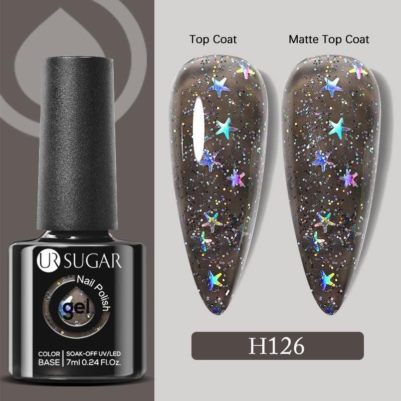 UR SUGAR 7ml Gold Glitter Gel Nail Polish Platinum Shining Mineral Sequins Soak Off UV LED Gel Nail Semi Permanent Manicure - HEPSIBAH SHOP