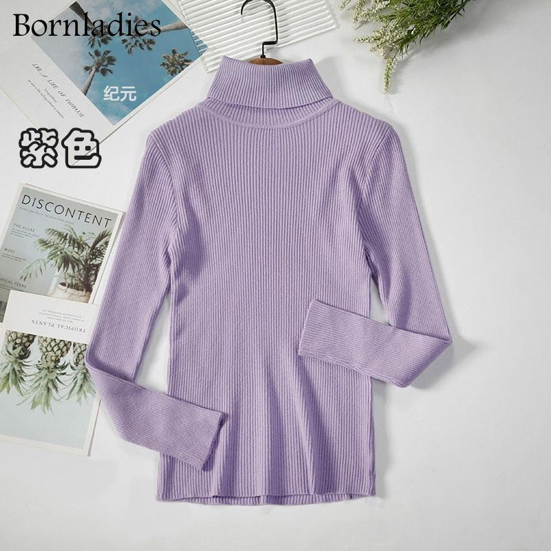 Bornladies Basic Turtleneck Women Sweater Tops Slim - HEPSIBAH SHOP