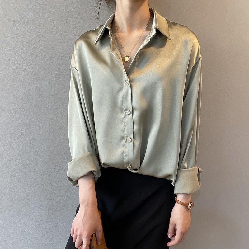 Silk Korean Office Ladies Elegant Shirt Blouse - HEPSIBAH SHOP