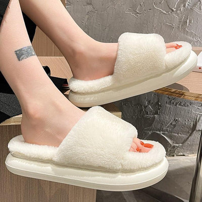 Thick Fluffy Fur Slippers Women Shoes - HEPSIBAH SHOP