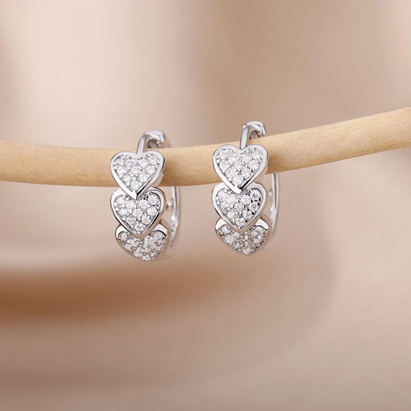 Heart Zircon Hoop Earrings for Women - HEPSIBAH SHOP