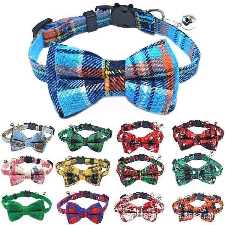 Pet Collar Cute Adjustable Plaid Cat Bow Tie - HEPSIBAH SHOP