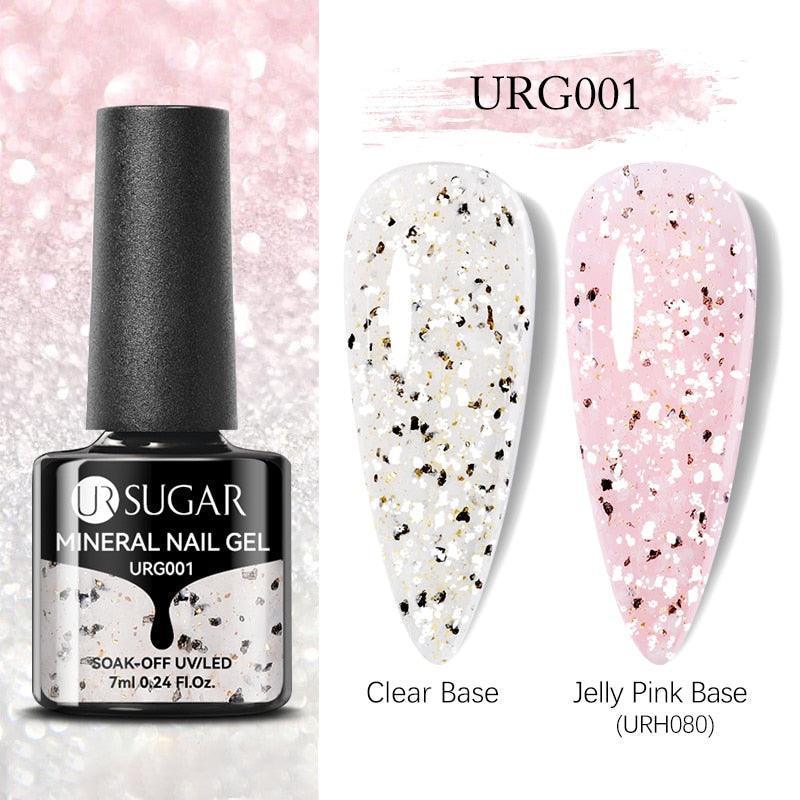 UR SUGAR 7ml Gold Glitter Gel Nail Polish Platinum Shining Mineral Sequins Soak Off UV LED Gel Nail Semi Permanent Manicure - HEPSIBAH SHOP