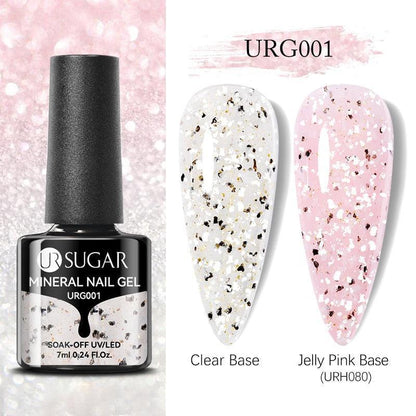 UR SUGAR 7ml Gold Glitter Gel Nail Polish Platinum Shining Mineral Sequins Soak Off UV LED Gel Nail Semi Permanent Manicure - HEPSIBAH SHOP