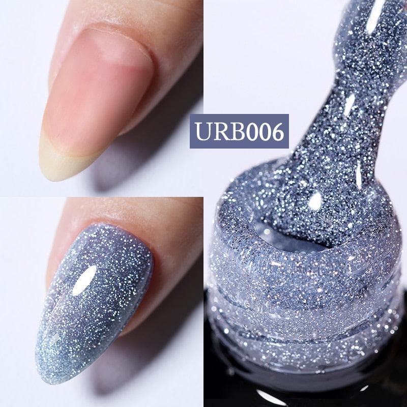 UR SUGAR 7ml Gold Glitter Gel Nail Polish Platinum Shining Mineral Sequins Soak Off UV LED Gel Nail Semi Permanent Manicure - HEPSIBAH SHOP