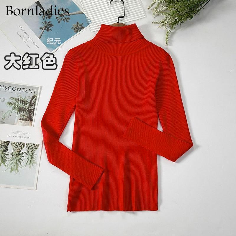 Bornladies Basic Turtleneck Women Sweater Tops Slim - HEPSIBAH SHOP