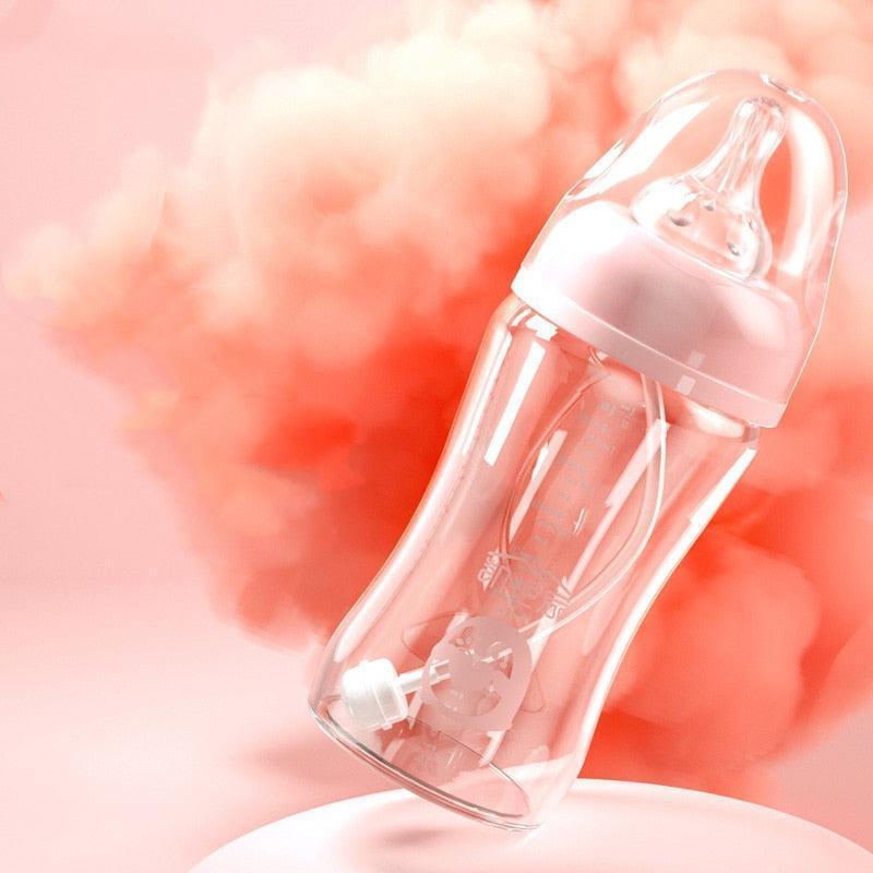 Cute Glass Baby Bottle Soft Feel Silicone Straw - HEPSIBAH SHOP