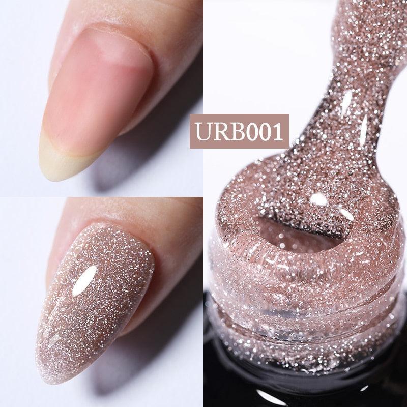 UR SUGAR 7ml Gold Glitter Gel Nail Polish Platinum Shining Mineral Sequins Soak Off UV LED Gel Nail Semi Permanent Manicure - HEPSIBAH SHOP