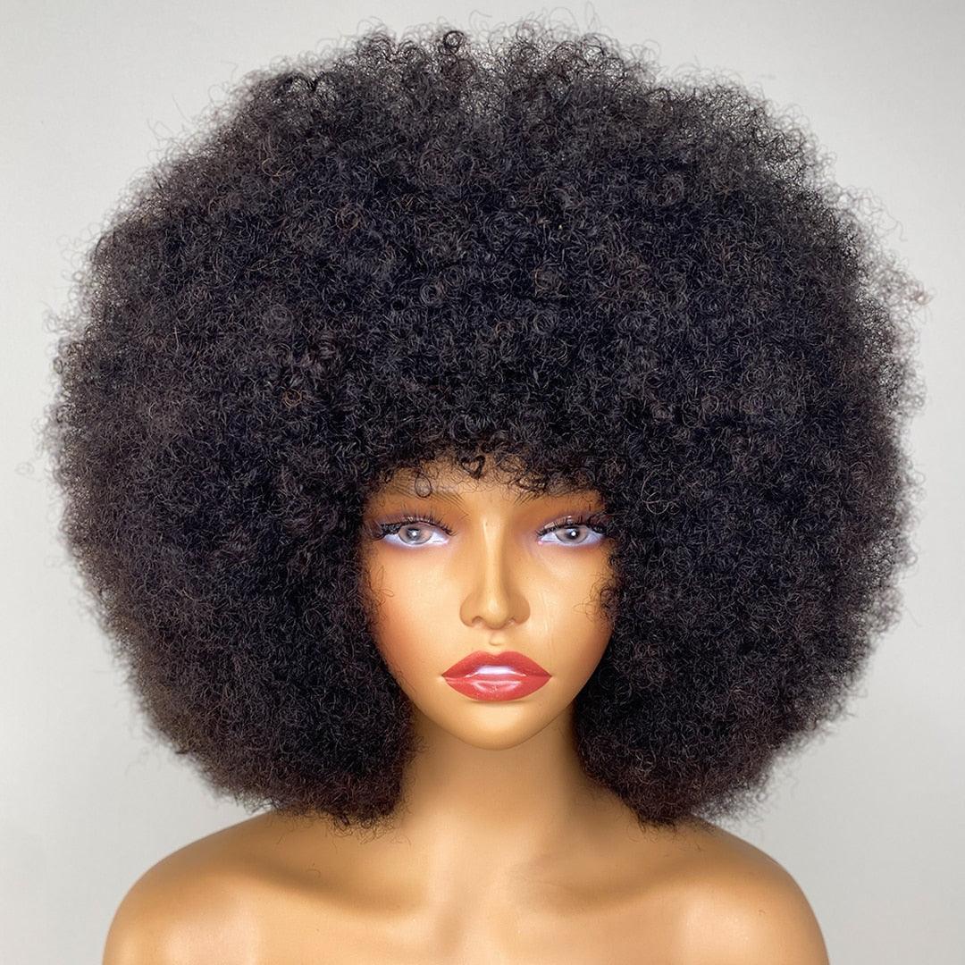 Fluffy Afro 100% Human Hair Kinky Curly Wig - HEPSIBAH SHOP