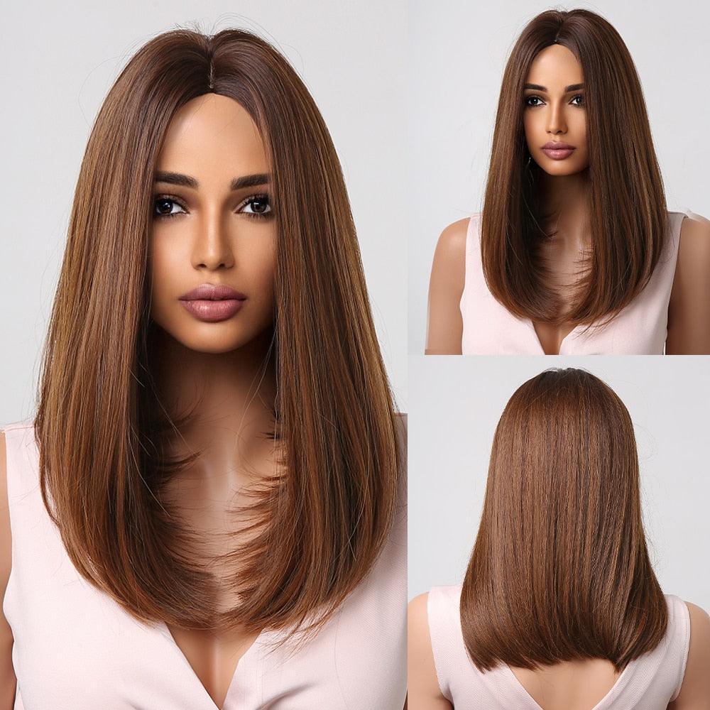 Short Straight Synthetic Blonde to Brown Ombre Bob Wig - HEPSIBAH SHOP