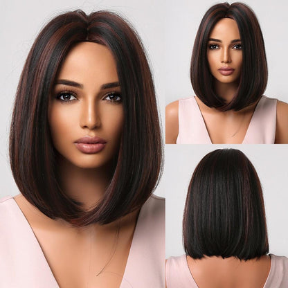 Short Straight Synthetic Blonde to Brown Ombre Bob Wig - HEPSIBAH SHOP