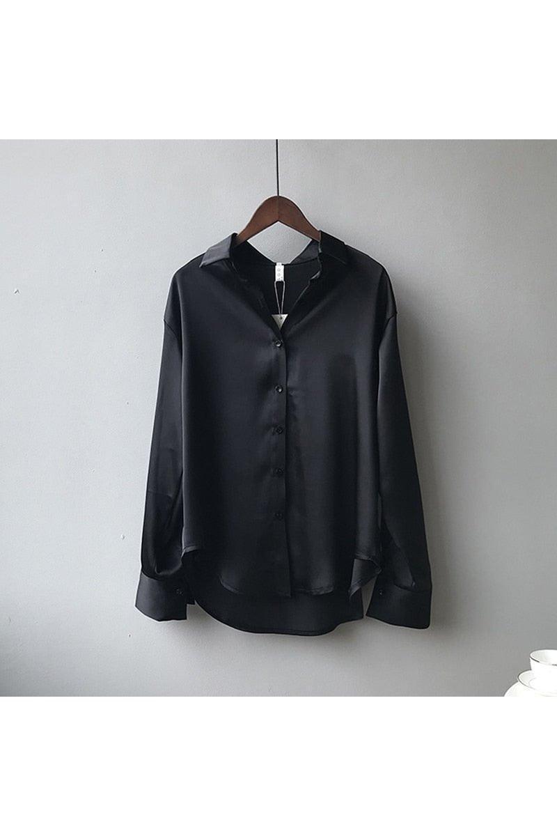 Fashion Button Up Satin Silk Shirt - HEPSIBAH SHOP