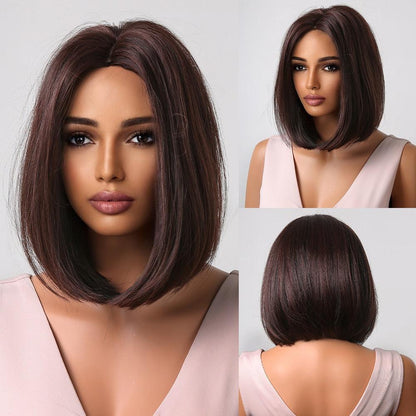 Short Straight Synthetic Blonde to Brown Ombre Bob Wig - HEPSIBAH SHOP