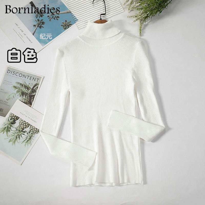 Bornladies Basic Turtleneck Women Sweater Tops Slim - HEPSIBAH SHOP