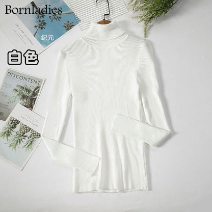 Bornladies Basic Turtleneck Women Sweater Tops Slim - HEPSIBAH SHOP