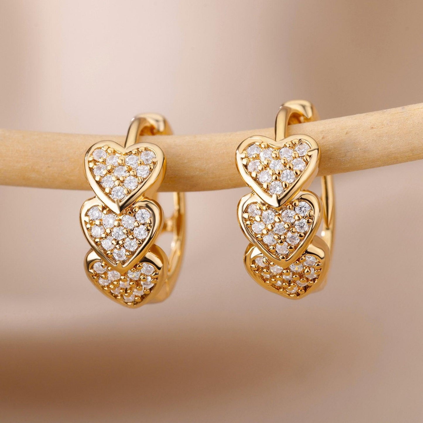 Heart Zircon Hoop Earrings for Women - HEPSIBAH SHOP