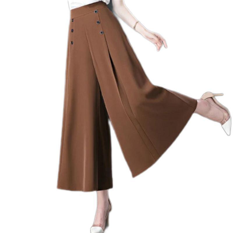 All-match Drape Button Bigfoot Nine Point Jilt Trousers Female - HEPSIBAH SHOP