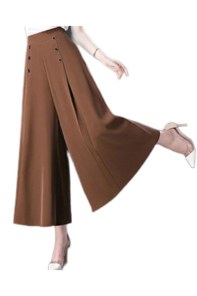 All-match Drape Button Bigfoot Nine Point Jilt Trousers Female - HEPSIBAH SHOP