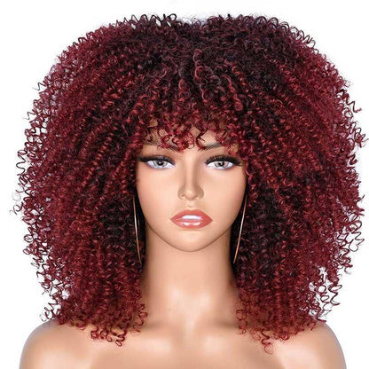 Short Afro Kinky Curly Wig With Bangs - HEPSIBAH SHOP