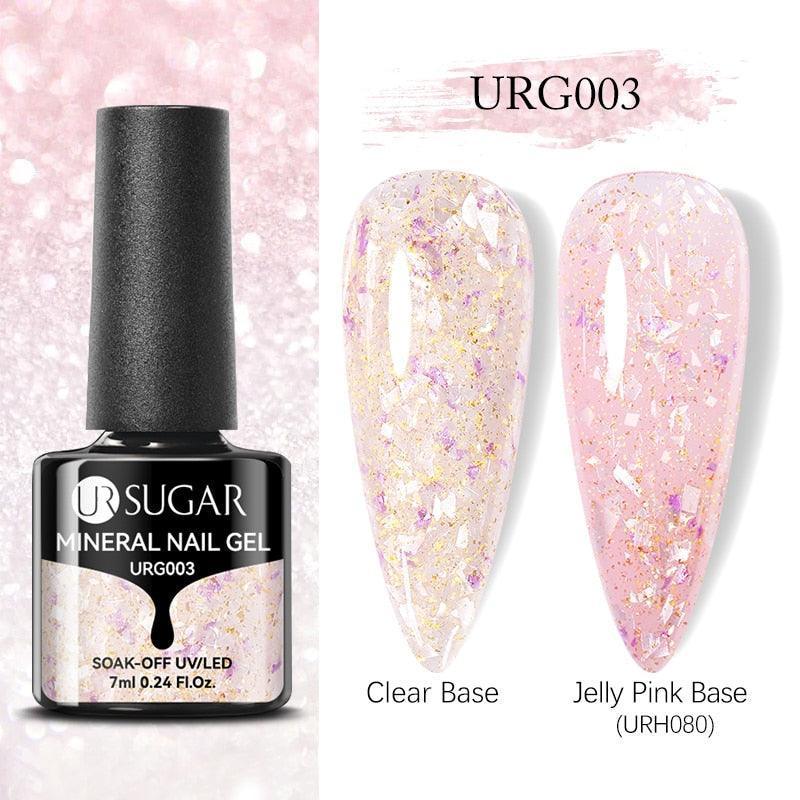 UR SUGAR 7ml Gold Glitter Gel Nail Polish Platinum Shining Mineral Sequins Soak Off UV LED Gel Nail Semi Permanent Manicure - HEPSIBAH SHOP