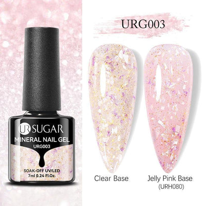 UR SUGAR 7ml Gold Glitter Gel Nail Polish Platinum Shining Mineral Sequins Soak Off UV LED Gel Nail Semi Permanent Manicure - HEPSIBAH SHOP