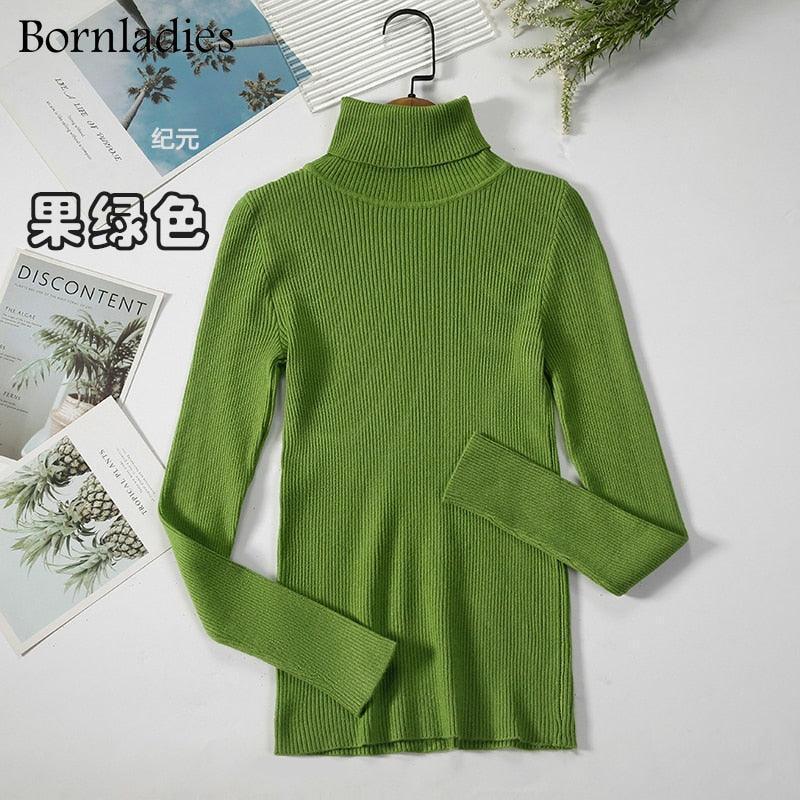 Bornladies Basic Turtleneck Women Sweater Tops Slim - HEPSIBAH SHOP