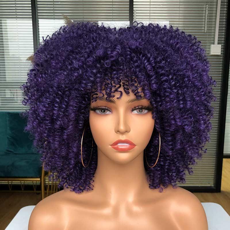 Short Afro Kinky Curly Wig With Bangs - HEPSIBAH SHOP