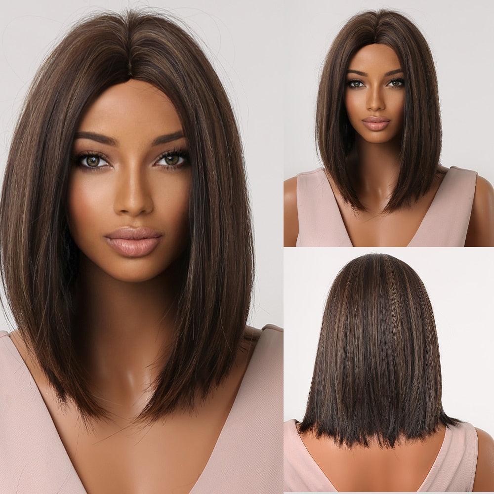 Short Straight Synthetic Blonde to Brown Ombre Bob Wig - HEPSIBAH SHOP