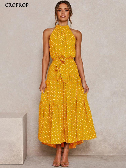 Summer Long Dress Polka Dot Casual - HEPSIBAH SHOP