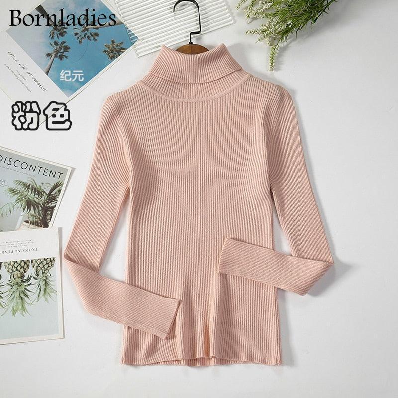 Bornladies Basic Turtleneck Women Sweater Tops Slim - HEPSIBAH SHOP