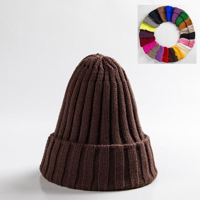 Unisex Hat Cotton Blends Solid Warm Soft HIP HOP Knitted Hats Men Winter Caps Women's Skullies Beanies For Girl Wholesale шляпа - HEPSIBAH SHOP