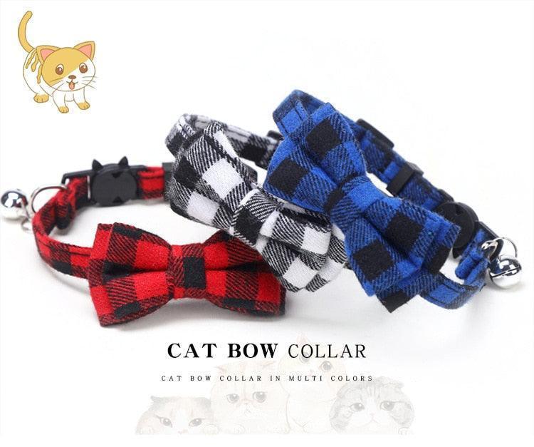 Pet Collar Cute Adjustable Plaid Cat Bow Tie - HEPSIBAH SHOP