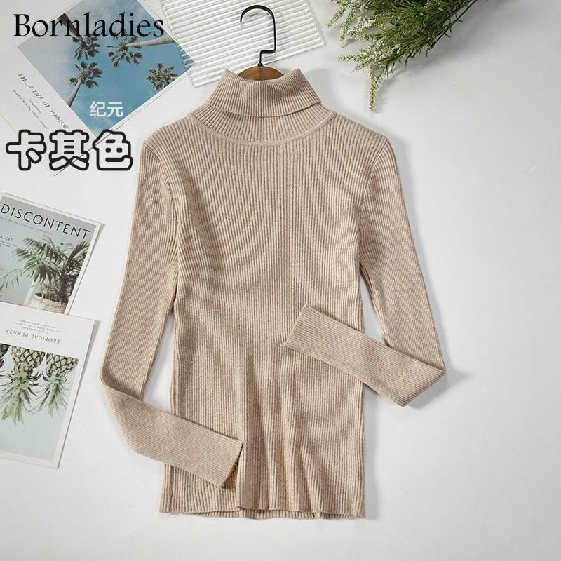 Bornladies Basic Turtleneck Women Sweater Tops Slim - HEPSIBAH SHOP