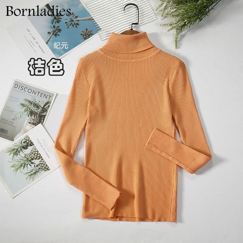 Bornladies Basic Turtleneck Women Sweater Tops Slim - HEPSIBAH SHOP