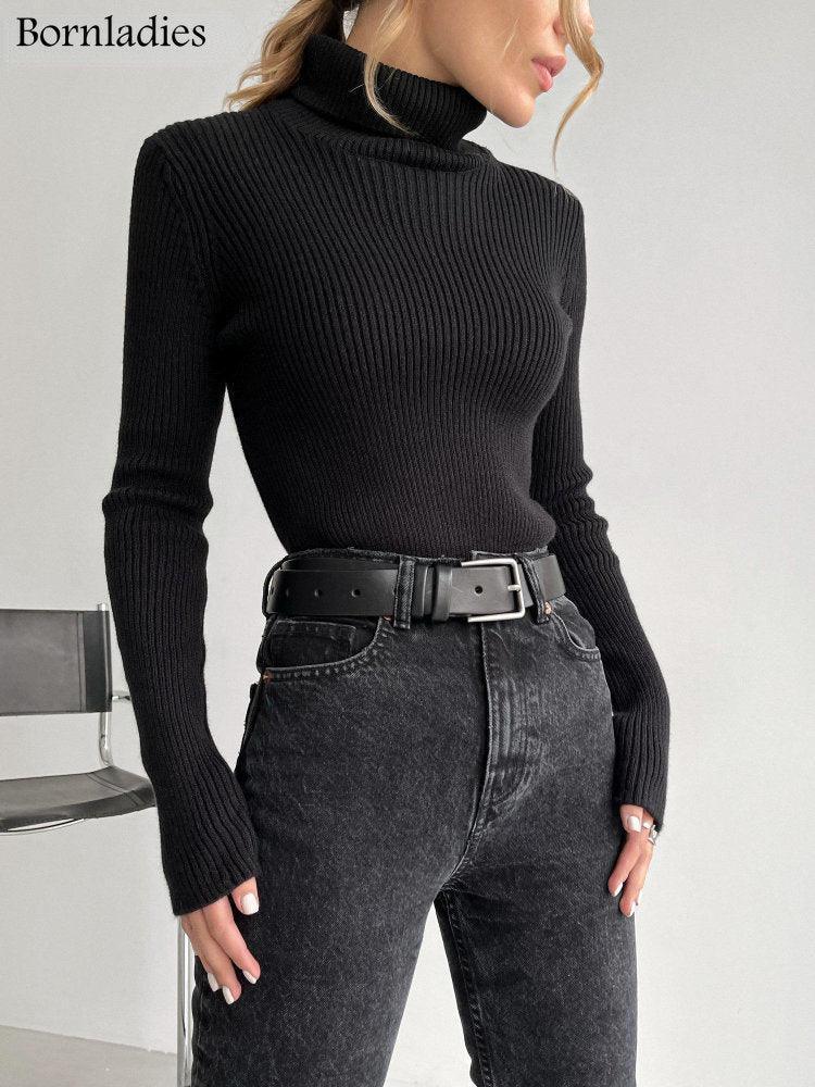 Bornladies Basic Turtleneck Women Sweater Tops Slim - HEPSIBAH SHOP