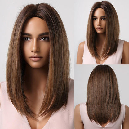 Short Straight Synthetic Blonde to Brown Ombre Bob Wig - HEPSIBAH SHOP