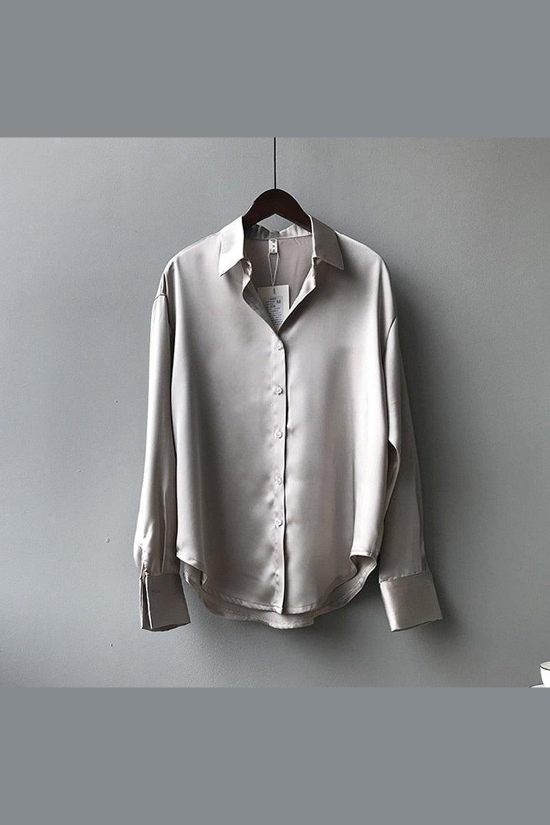 Fashion Button Up Satin Silk Shirt - HEPSIBAH SHOP