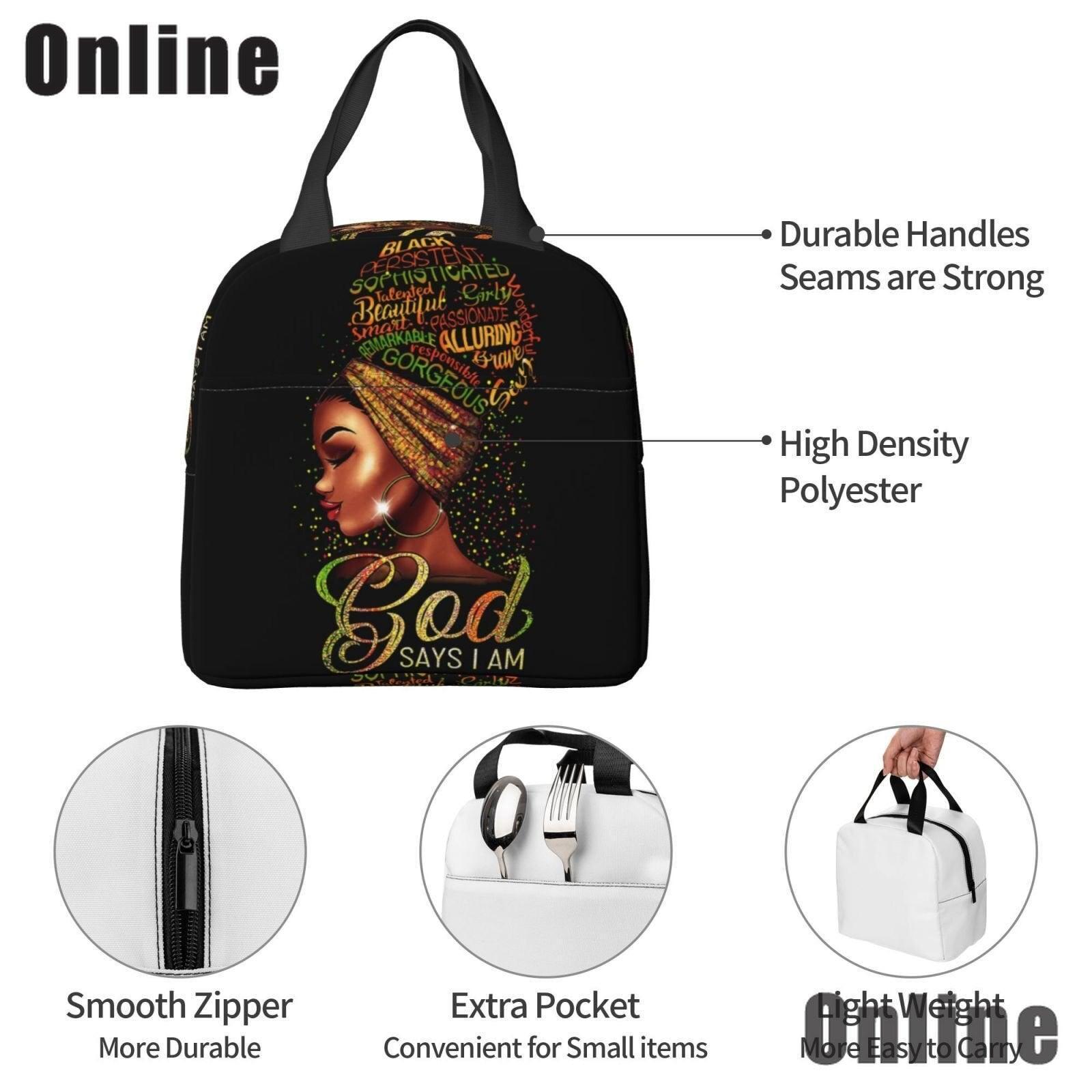 Black Queen African American Girl Lunch Bag - HEPSIBAH SHOP