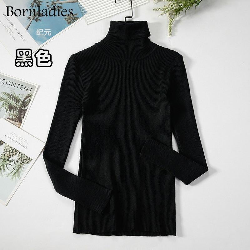 Bornladies Basic Turtleneck Women Sweater Tops Slim - HEPSIBAH SHOP