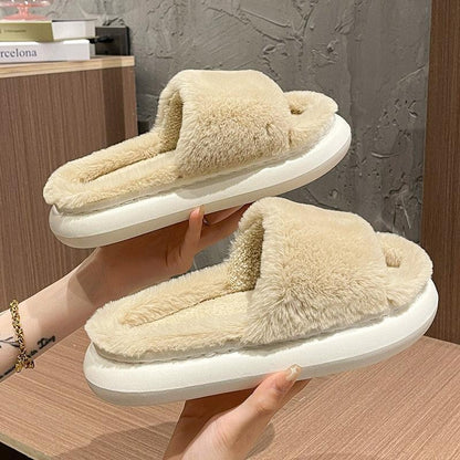 Thick Fluffy Fur Slippers Women Shoes - HEPSIBAH SHOP