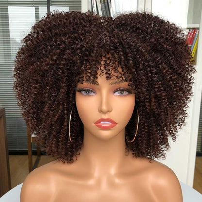 Short Afro Kinky Curly Wig With Bangs - HEPSIBAH SHOP