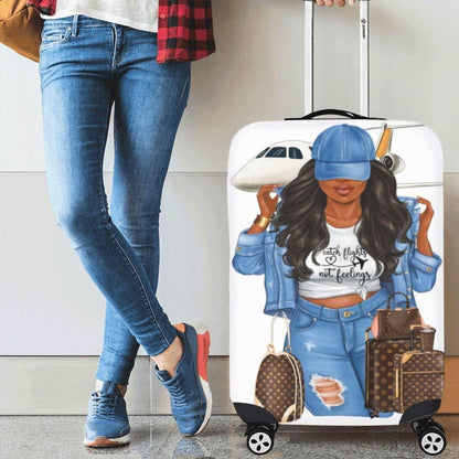 Black Woman Diva's Catch Flights Not Feelings Luggage Cover - HEPSIBAH SHOP